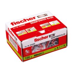 Plugue Duopower ø6 x 30 mm, caixa com 100 unidades