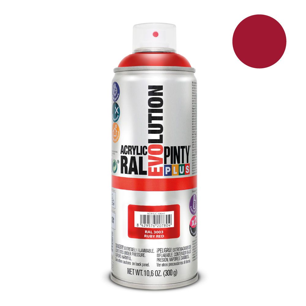 Tinta acrílica spray evolution 520 CC RAL 3003 vermelho rubi 300 g