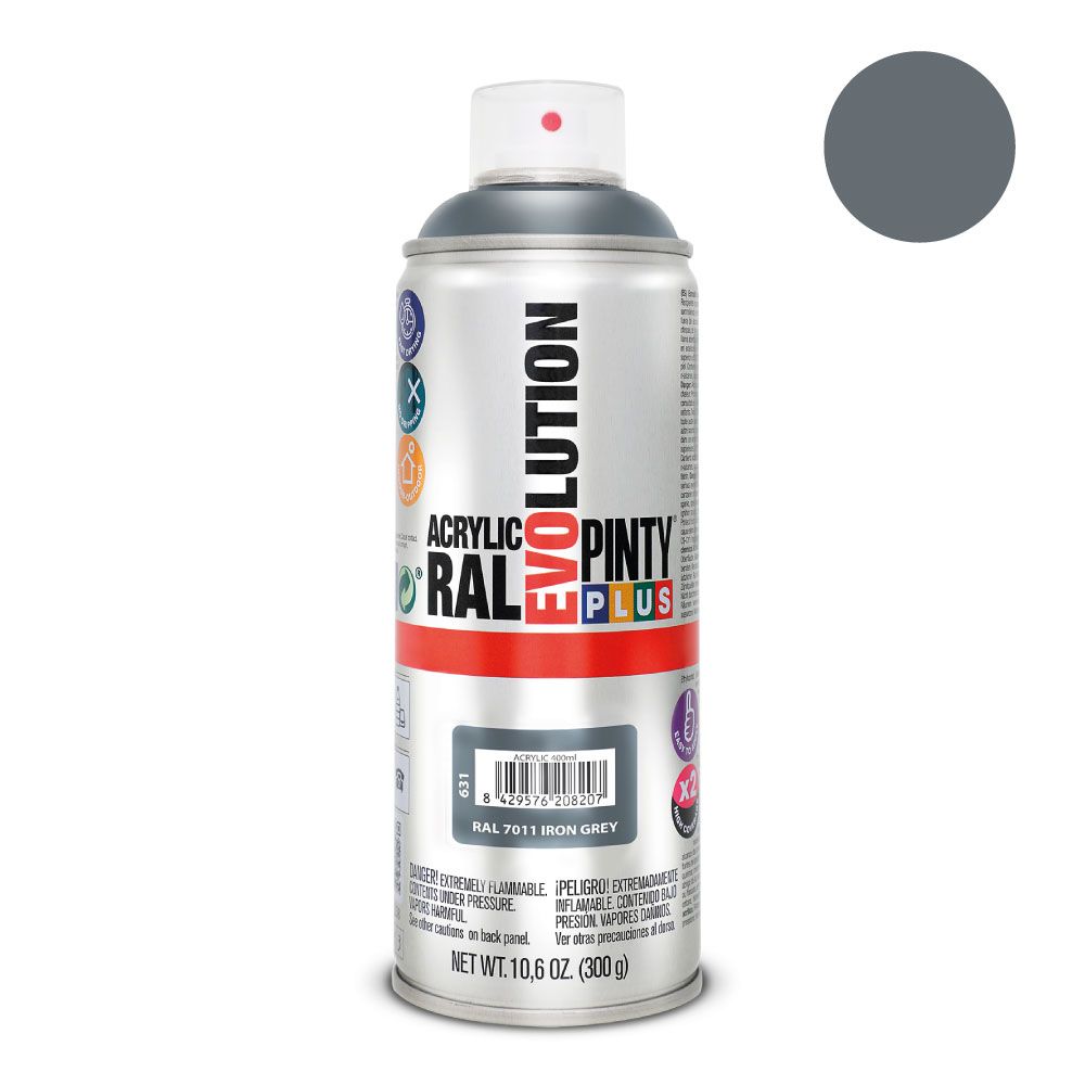 Tinta acrílica spray evolution 520 CC RAL 7011 cinza ferro 300 g