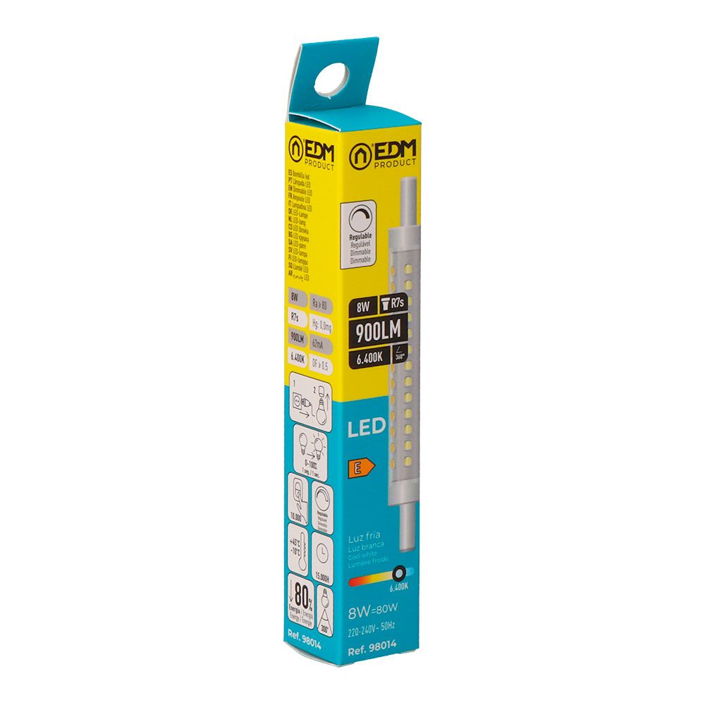 Bombilla lineal led 118 mm r7s, 8 w, 900 lm, 6400 k, luz fría, regulable, ø15 x 118 mm - Image 2