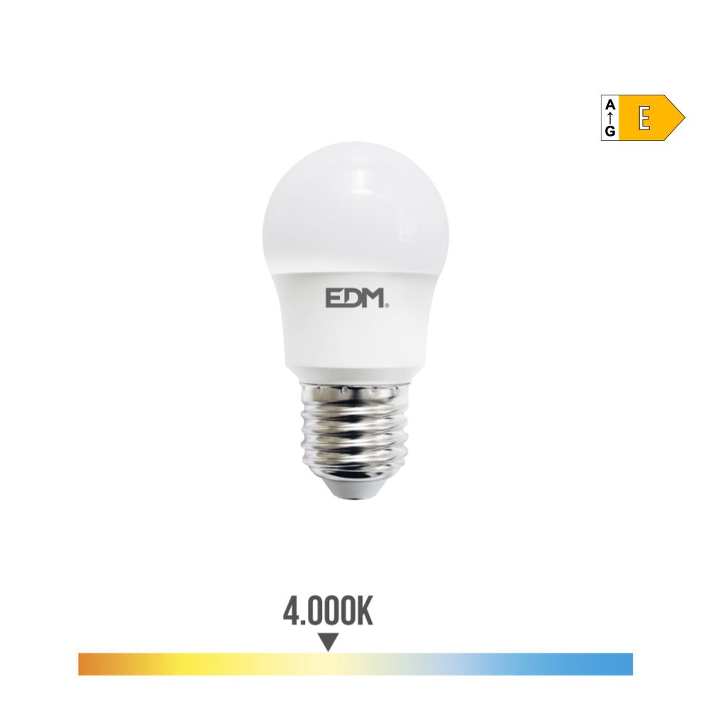 Lâmpada esférica LED E27 8,5W 950lm 4000K LUZ DIA Ø4,5x8,6cm EDM