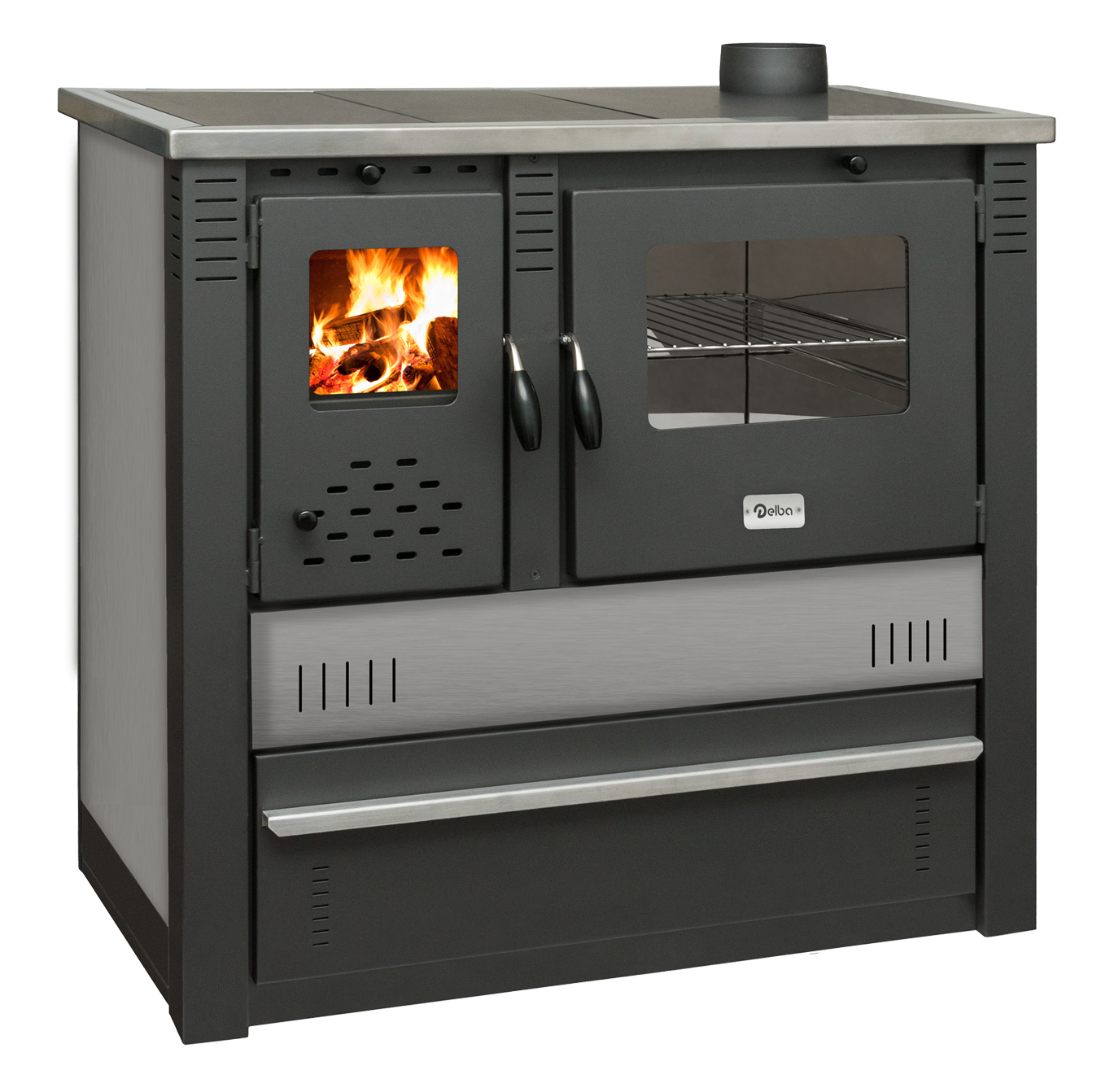 Fogão a Lenha com Forno Carolina Inox
