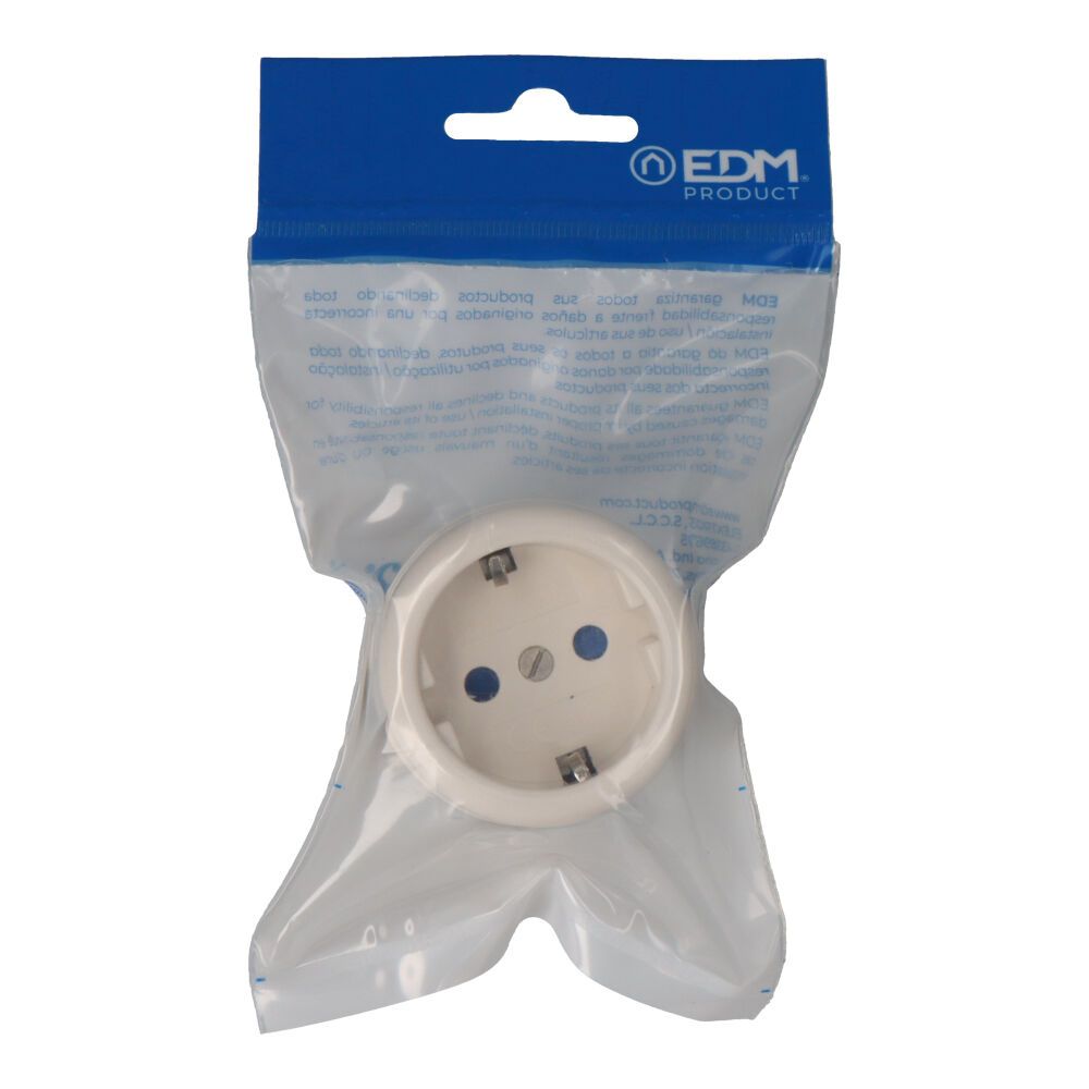Base t/tl tipo F 10/16A 250V redonda branco (embalada) - Image 2