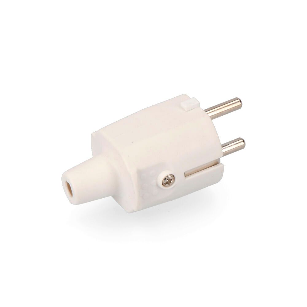 Ficha borracha 10/16A 250V T/TL IP44 4,8mm branco (embalado)
