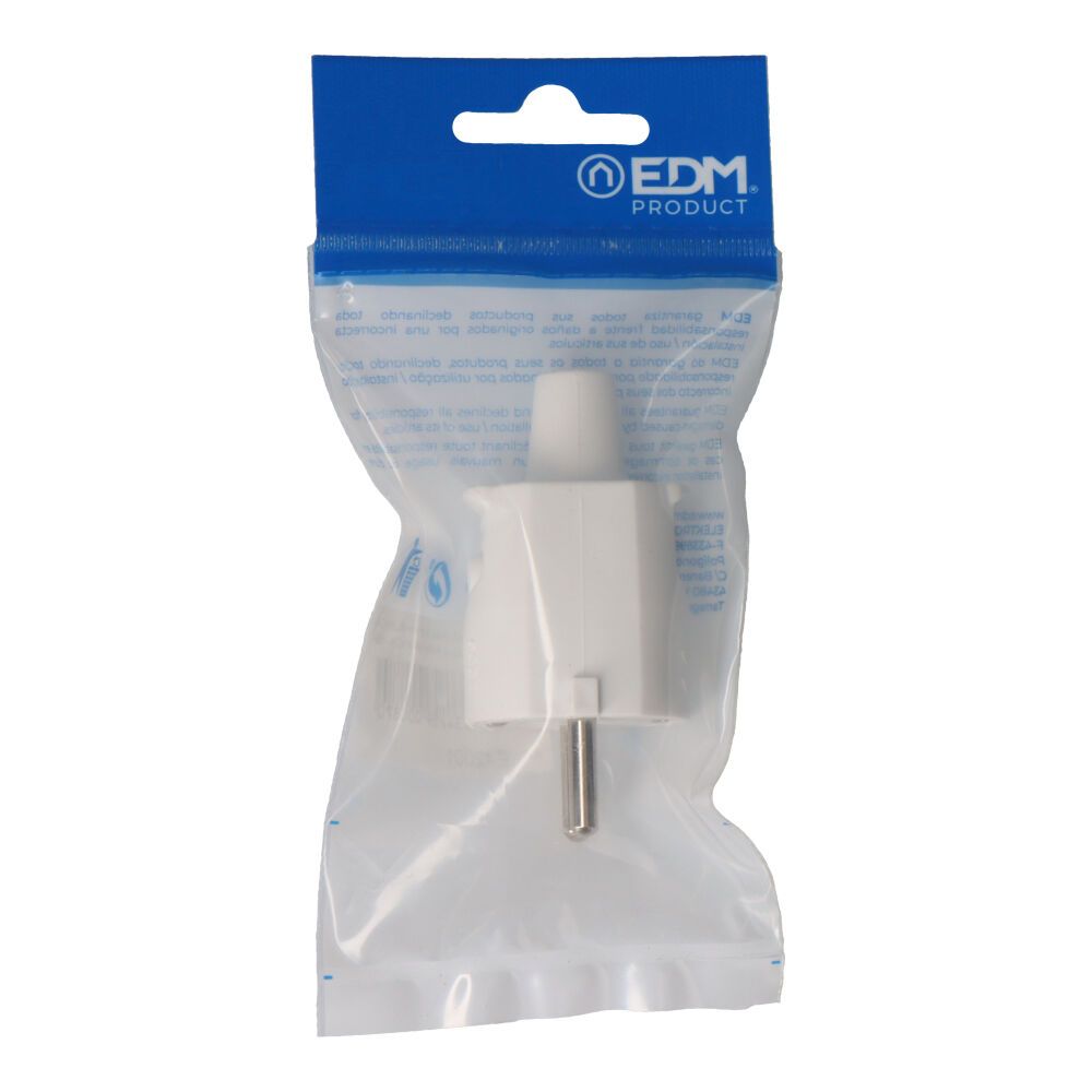 Ficha borracha 10/16A 250V T/TL IP44 4,8mm branco (embalado) - Image 2