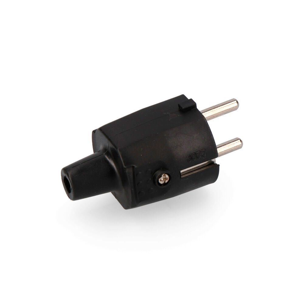 Ficha de borracha 10/16A 250V T/TL IP44 4,8mm preta (embalada)