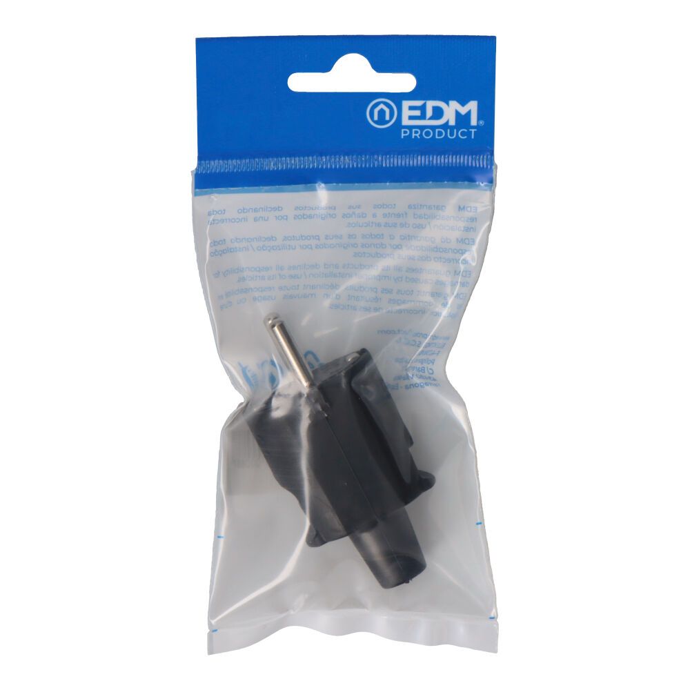 Ficha de borracha 10/16A 250V T/TL IP44 4,8mm preta (embalada) - Image 2