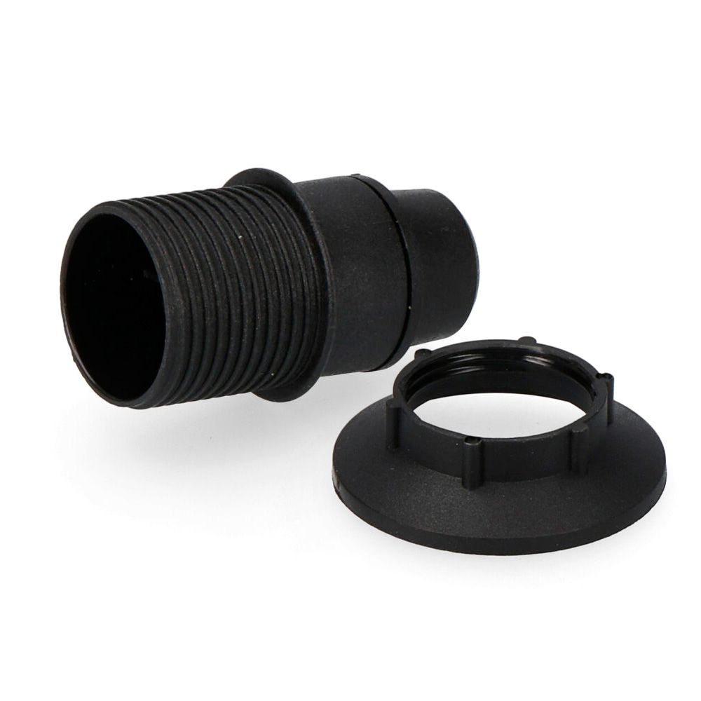 Casquilho com semi-rosca E14 + anilha 44025 preto (embalado) solera