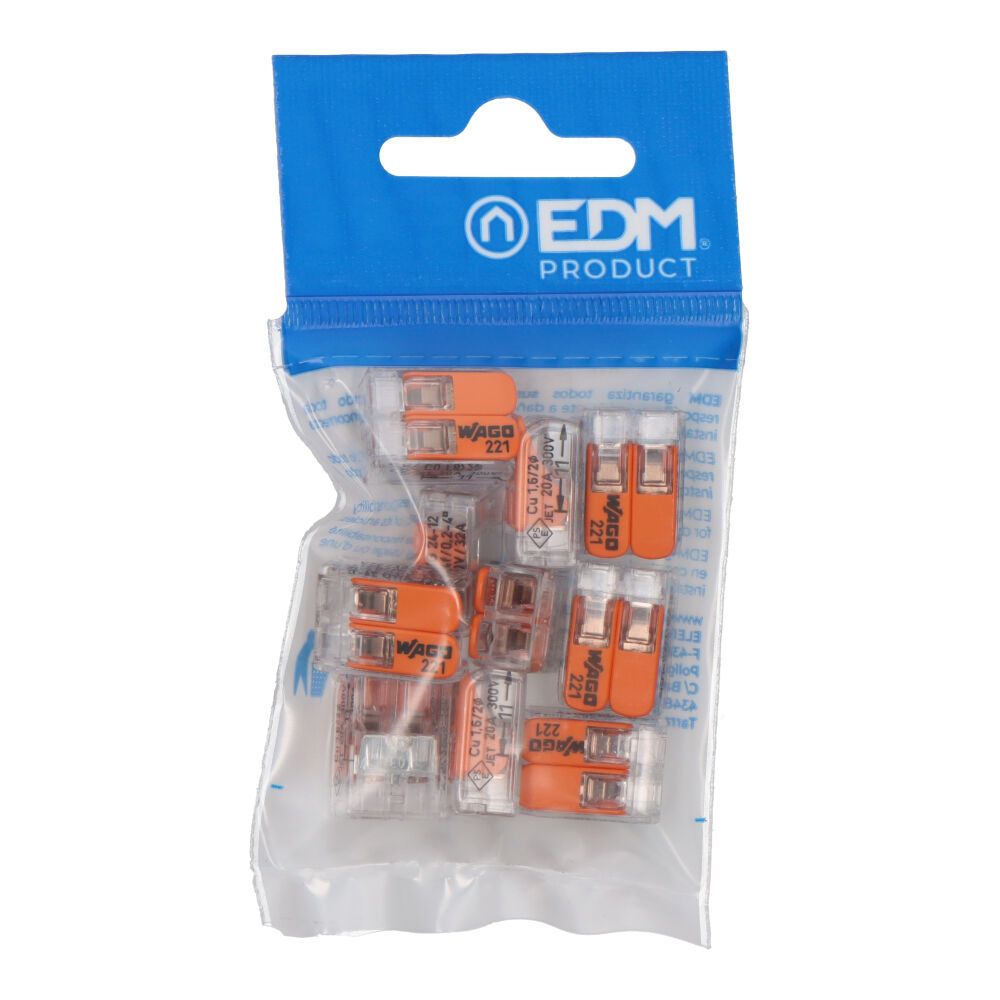 Conector rápido con palanca 2 vias, ø maximo 4 mm², 450 v , 32 a, transparente, 13,2 x 18,6 x 8,4 mm, 10 uds - Image 2