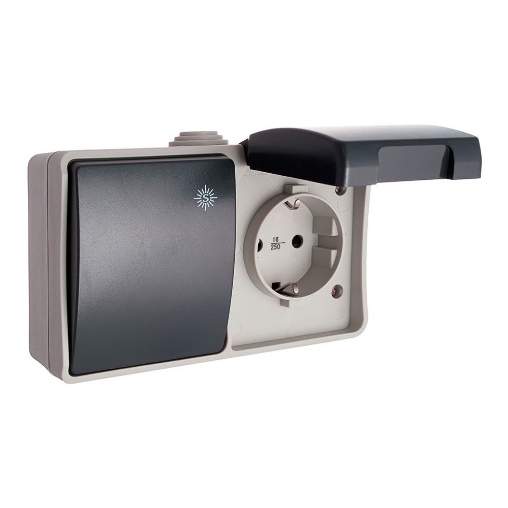 Conmutador + tomada t/tl 16A 250V IP44