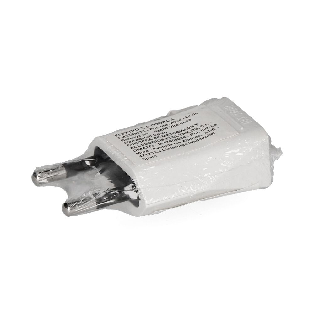 Ficha 10A 250V branca 4mm (retractilada) EDM - Image 2