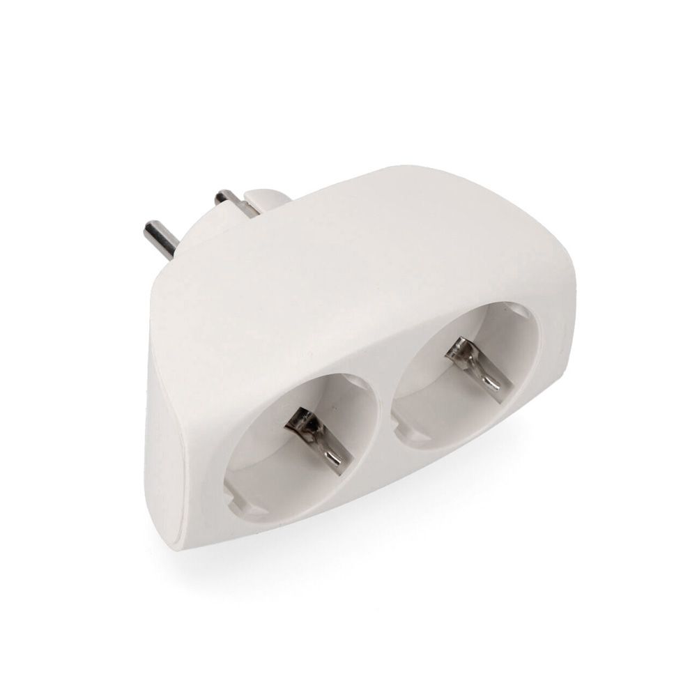 Adaptador duplo 2P+T, 16A 250V~ entrada frontal, branco (retrácido)