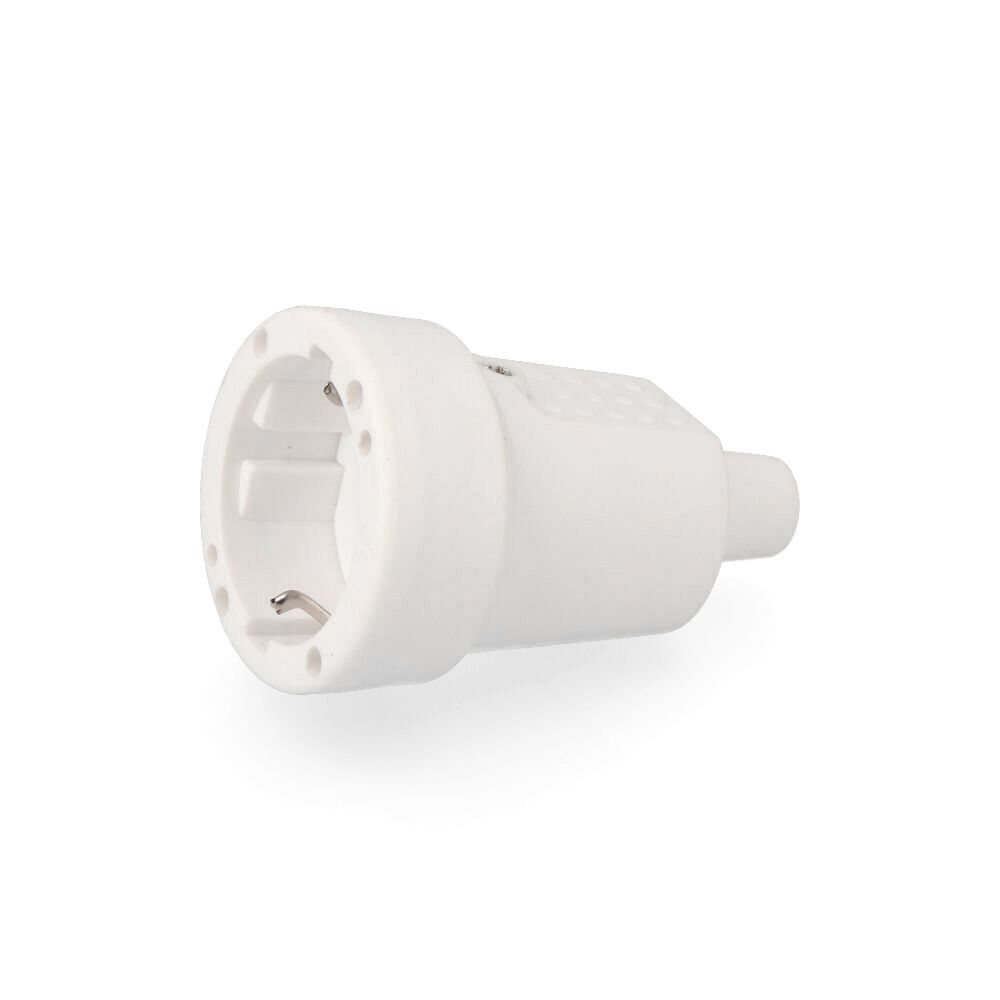 Ficha fêmea de borracha 10/16A 250V T/TL IP44 4,8mm branca (retractilada) EDM