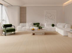 Pavimento vinílico Vanilla Spring Oak numa sala