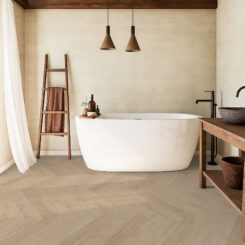 Pavimento vinílico Vanilla Power Oak numa casa de banho