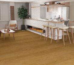 Pavimento vinílico Honey Power Oak numa cozinha