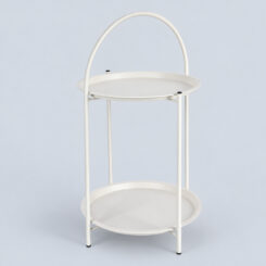 Mesa auxiliar de metal branco Ø40 x 66 cm
