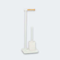 Suporte papel higienico + piaçaba metal branco BA72127